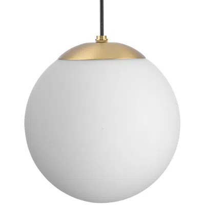 Progress Lighting Atwell Collection Opal Glass Globe Medium Hanging Pendant Light In White