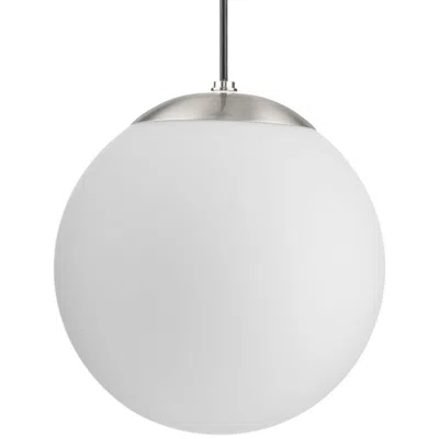 Progress Lighting Atwell Collection Opal Glass Globe Medium Hanging Pendant Light In White