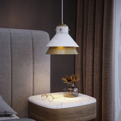 Progress Lighting Avec 10 In. 1-light Champagne Bronze White Luxe Pendant Light