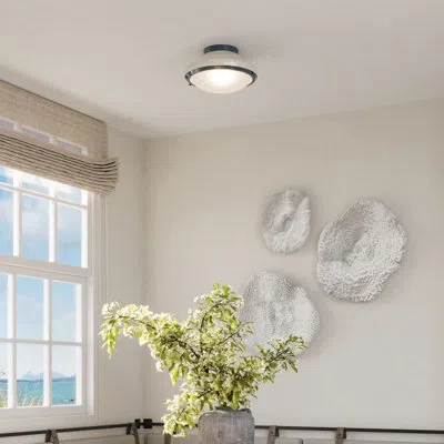 Progress Lighting Avec 12 In. 1-light Pelagic Blue Coastal Flush Mount In Multi