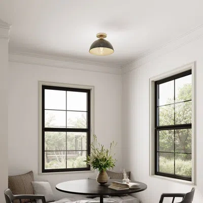 Progress Lighting Avec 12.375 In. 1-light Champagne Bronze Luxe Flush Mount Light In Green