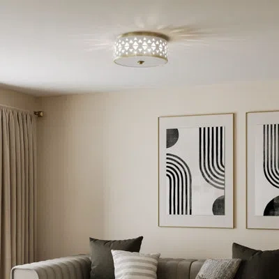 Progress Lighting Avec 12.5 In. 1-light Champagne Bronze Global Metal Flush Mount Light In White