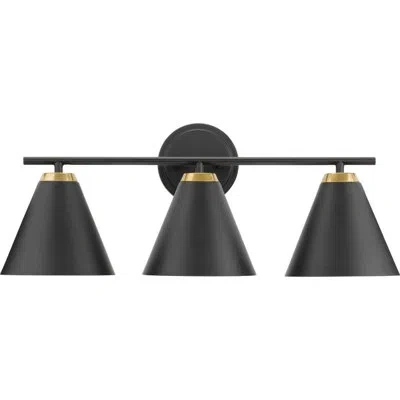 Progress Lighting Avec 22-in 3-light Matte Black Contemporary Bath Vanity Light