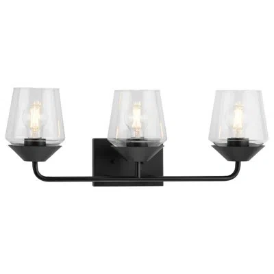 Progress Lighting Avec 24.25 In. 3-light Brushed Gold Contemporary Bath Vanity Light In Black