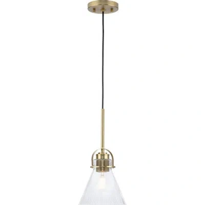 Progress Lighting Avec 7.75 In. 1-light Brushed Gold Industrial Pendant In White