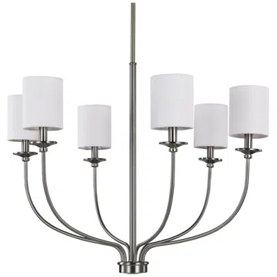 Progress Lighting Bonita Collection Six-light White Linen Fabric Shade Chandelier Light