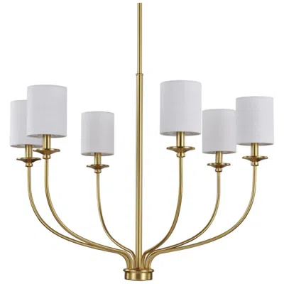 Progress Lighting Bonita Collection Six-light White Linen Fabric Shade Chandelier Light