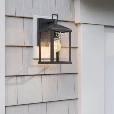 Progress Lighting Cantley 1-light Small Matte Black Outdoor Wall Lantern With Clear Glass Panels
