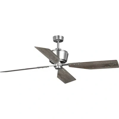 Progress Lighting Chapin 56" 4 - Blade Standard Ceiling Fan With Remote Control In Antique Nickel With Brown Blades