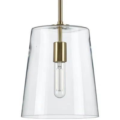 Progress Lighting Clarion Collection One-light Clear Glass Pendant Light In Gray