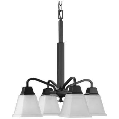 Progress Lighting Clifton Heights Collection Four-light Etched Glass Chandelier Light In Multi