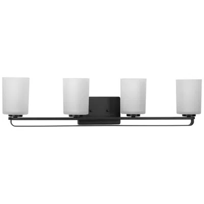 Progress Lighting Collection Four-light Etched Glass Modern Farmhouse Bath Vanity Light