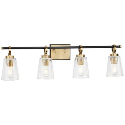 Progress Lighting Collection Four-light Matte Black Luxe Industrial Bath & Vanity Light