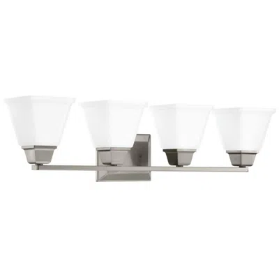 Progress Lighting Collection Four-light Modern Farmhouse Etched Glass Bath Vanity Light