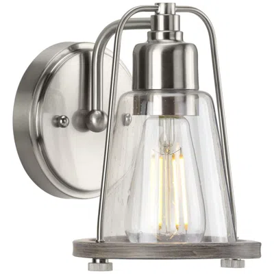 Progress Lighting Collection One-light Clear Seeded Farmhouse Style Bath Vanity Wall Light