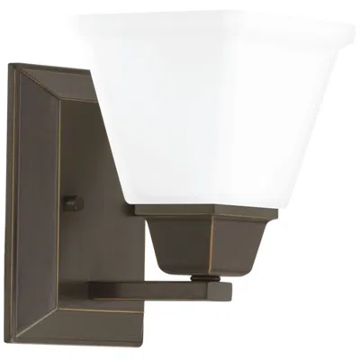 Progress Lighting Collection One-light Modern Farmhouse Etched Glass Bath Vanity Light