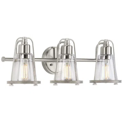 Progress Lighting Collection Three-light Clear Seeded Farmhouse Style Bath Vanity Wall Light