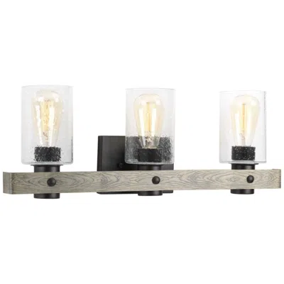 Progress Lighting Collection Three-light Clear Seeded Glass Coastal Bath Vanity Light