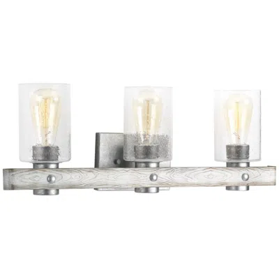Progress Lighting Collection Three-light Clear Seeded Glass Coastal Bath Vanity Light