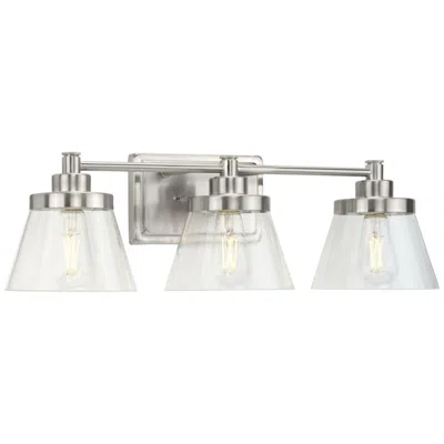 Progress Lighting Collection Three-light Clear Seeded Glass Farmhouse Bath Vanity Light