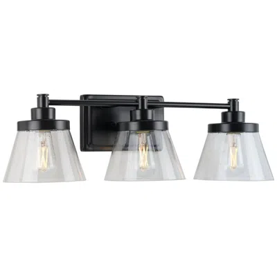 Progress Lighting Collection Three-light Clear Seeded Glass Farmhouse Bath Vanity Light In Multi