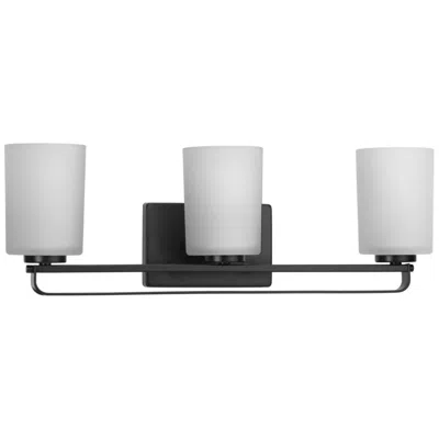 Progress Lighting Collection Three-light Etched Glass Modern Farmhouse Bath Vanity Light
