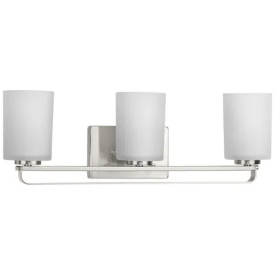 Progress Lighting Collection Three-light Etched Glass Modern Farmhouse Bath Vanity Light