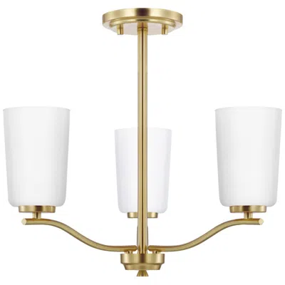 Progress Lighting Collection Three-light Etched White Glass Semi-flush Convertible Light
