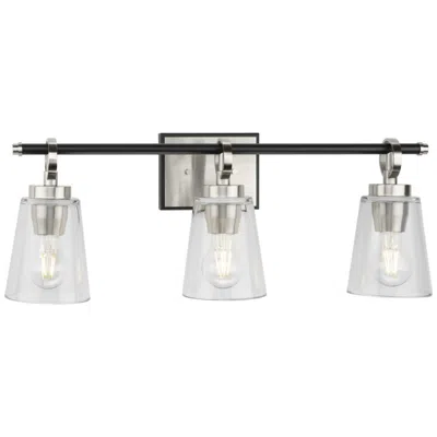 Progress Lighting Collection Three-light Matte Black Luxe Industrial Bath & Vanity Light