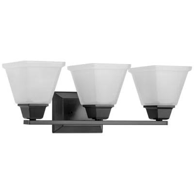 Progress Lighting Collection Three-light Modern Farmhouse Etched Glass Bath Vanity Light