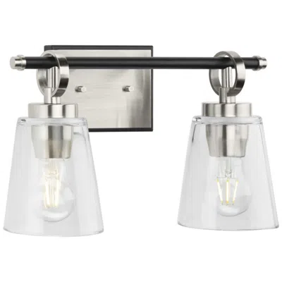 Progress Lighting Collection Two-light Matte Black Luxe Industrial Bath & Vanity Light