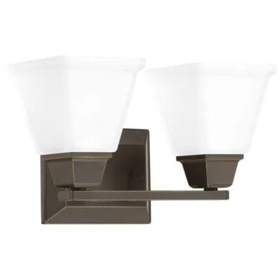 Progress Lighting Collection Two-light Modern Farmhouse Etched Glass Bath Vanity Light