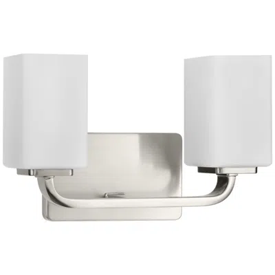 Progress Lighting Cowan Collection Two-light Modern Etched Opal Glass Bath Vanity Light In White