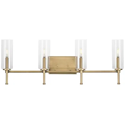 Progress Lighting Elara Collection Four-light New Traditional Clear Glass Bath Vanity Light In White