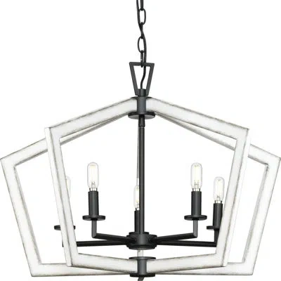 Progress Lighting Five-light 19.25" Foyer Chandelier Light In Matte Black,brushed Nickel