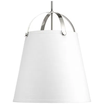 Progress Lighting Galley Collection Three-light Linen Shade Pendant Light In Silver