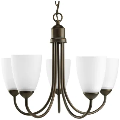 Progress Lighting Gather Collection Five-light Etched Glass Chandelier Light