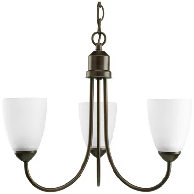 Progress Lighting Gather Collection Three-light Etched Glass Chandelier Light