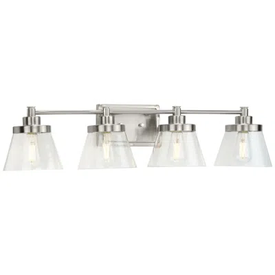 Progress Lighting Hinton Collection Four-light Clear Seeded Glass Farmhouse Bath Vanity Light