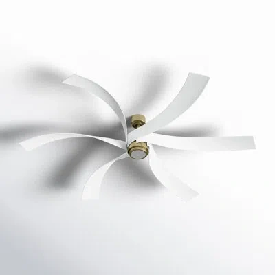 Progress Lighting Insigna 72-in Six-blade Vintage Brass Contemporary Ceiling Fan With Matte White Blades