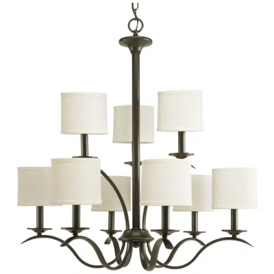 Progress Lighting Inspire Collection Nine-light Off-white Linen Shade Chandelier Light