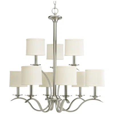 Progress Lighting Inspire Collection Nine-light Off-white Linen Shade Chandelier Light