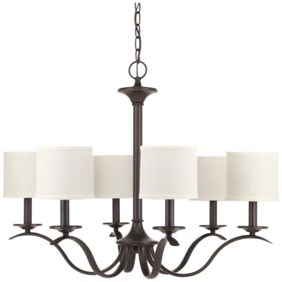 Progress Lighting Inspire Collection Six-light White Linen Shade Chandelier Light