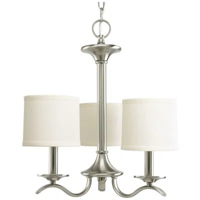 Progress Lighting Inspire Collection Three-light Off-white Linen Shade Chandelier Light