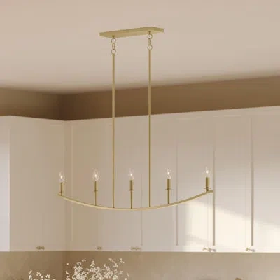 Progress Lighting Jheni Five-light Brushed Gold Linear Chandelier