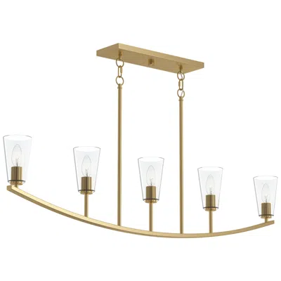 Progress Lighting Jheni Five-light Linear Chandelier With Clear Glass Shades In Gold