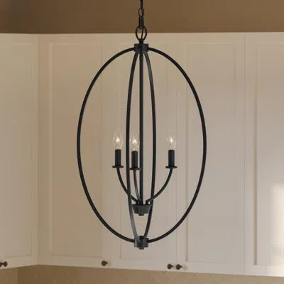 Progress Lighting Jheni Three-light Matte Black Foyer Pendant