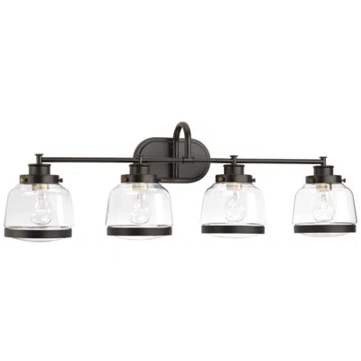Progress Lighting Judson Collection Four-light Clear Glass Farmhouse Bath Vanity Light