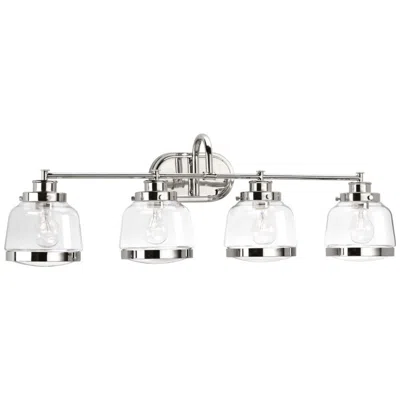 Progress Lighting Judson Collection Four-light Clear Glass Farmhouse Bath Vanity Light