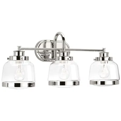 Progress Lighting Judson Collection Three-light Clear Glass Farmhouse Bath Vanity Light